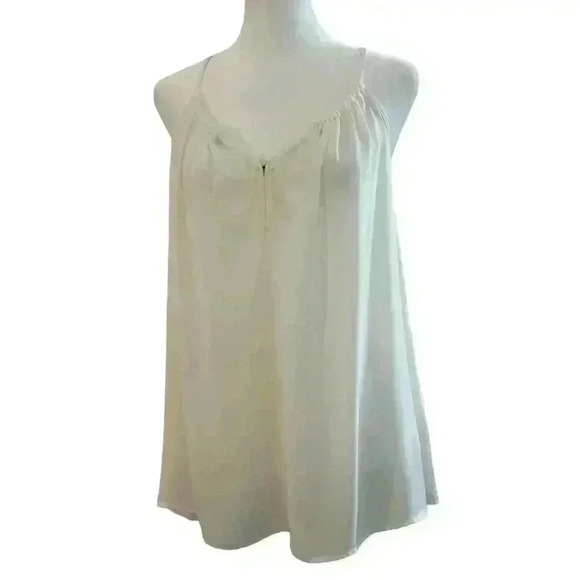 OLIVACEOUS CREAM POLY TANK TOP HOOK CLOSURE AT LOW V NECK LINE SIZE LARGE - Picture 7 of 12